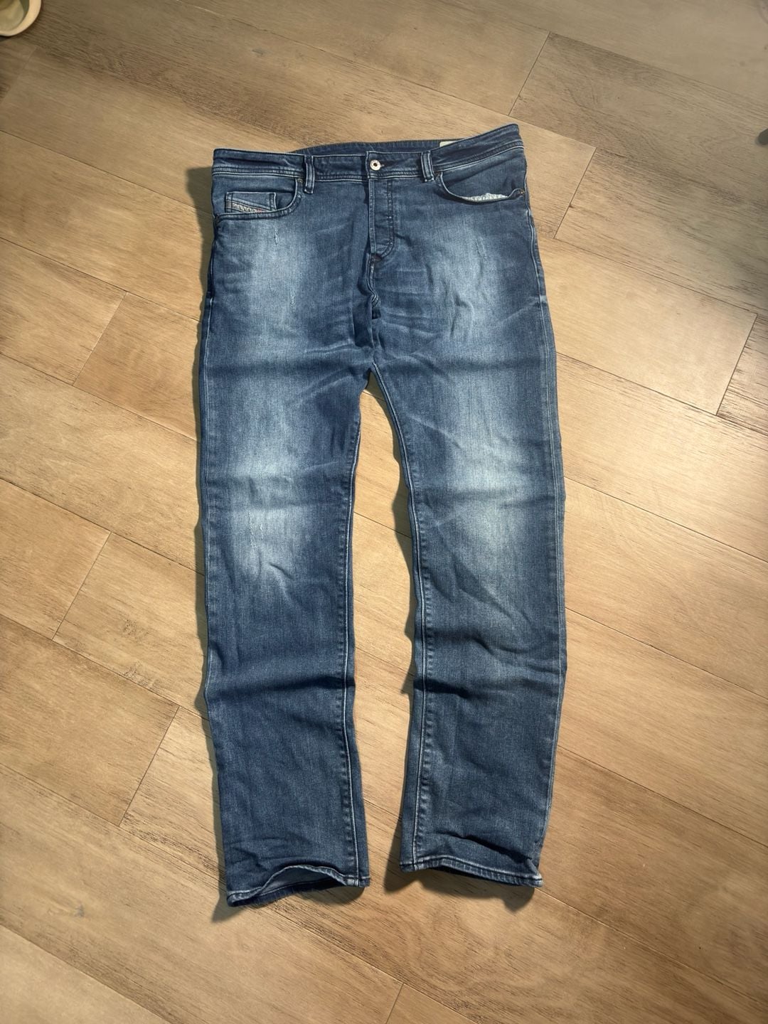 Diesel Buster Jeans Size 34 Blue Regular Slim Tapered Distressed Denim 2
