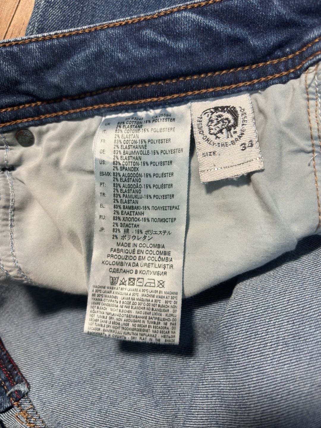 Diesel Buster Jeans Size 34 Blue Regular Slim Tapered Distressed Denim 5