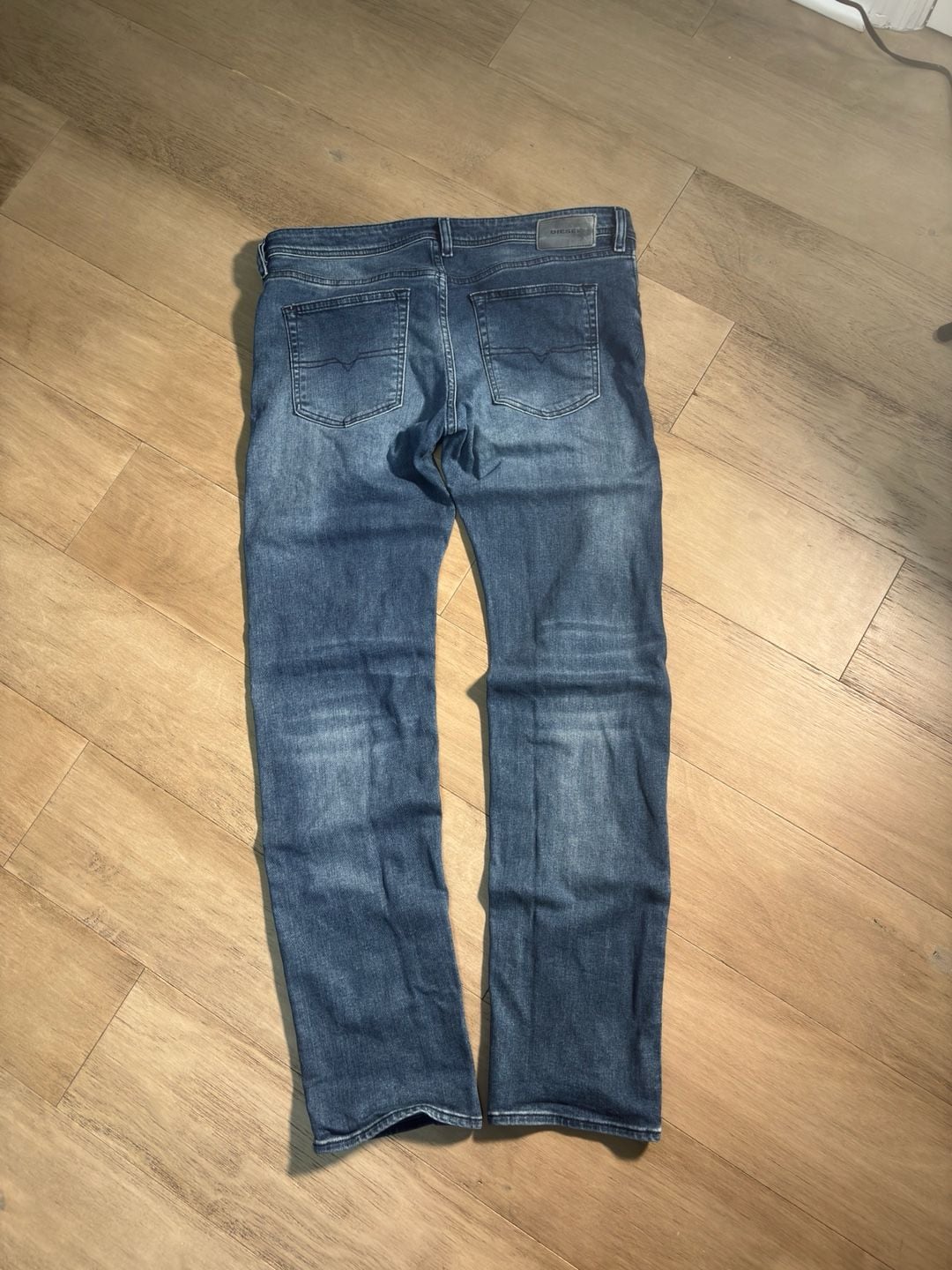 Diesel Buster Jeans Size 34 Blue Regular Slim Tapered Distressed Denim 7