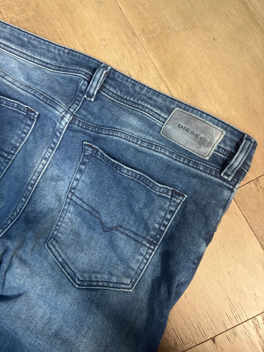 Diesel Buster Jeans Size 34 Blue Regular Slim Tapered Distressed Denim 8