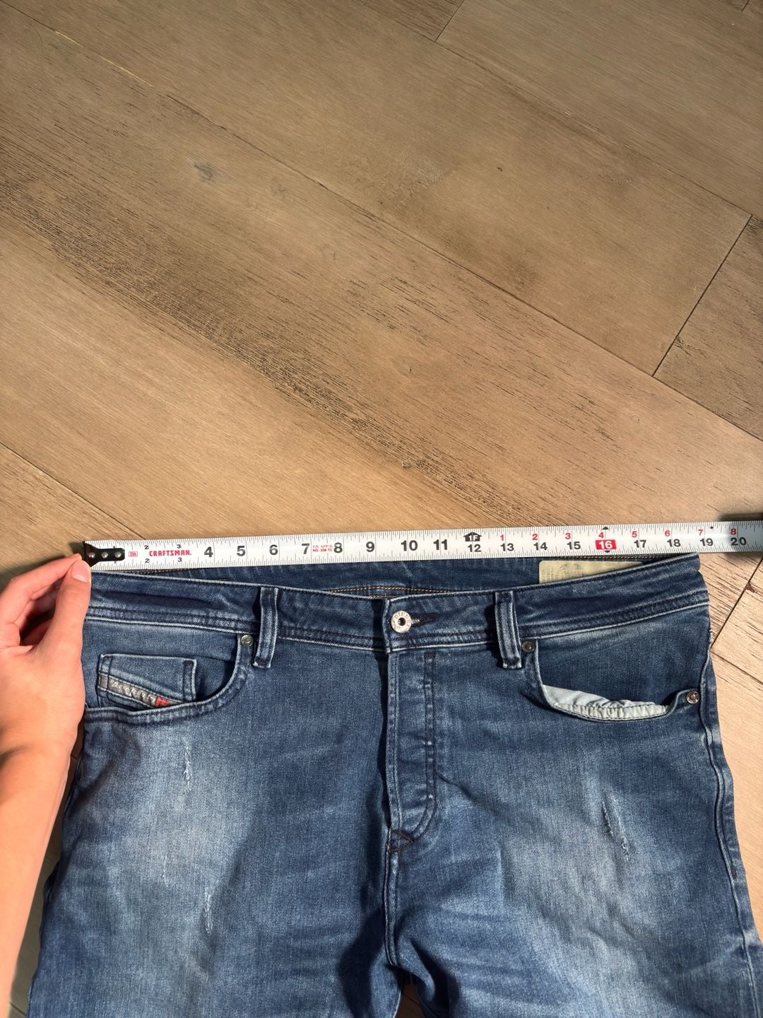 Diesel Buster Jeans Size 34 Blue Regular Slim Tapered Distressed Denim 9