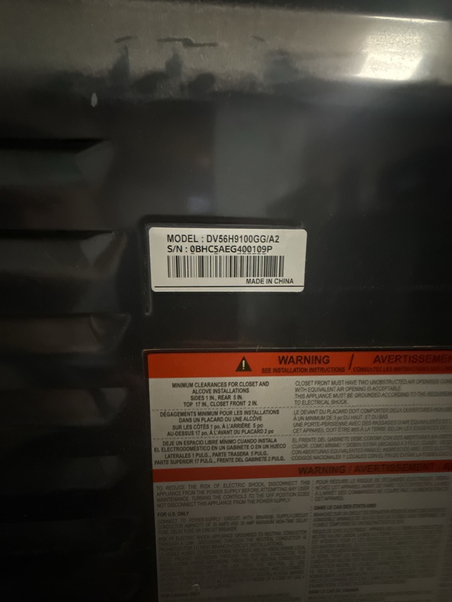 Samsung DV56H9100GG Front Load Gas Dryer Black Stainless Steel 8