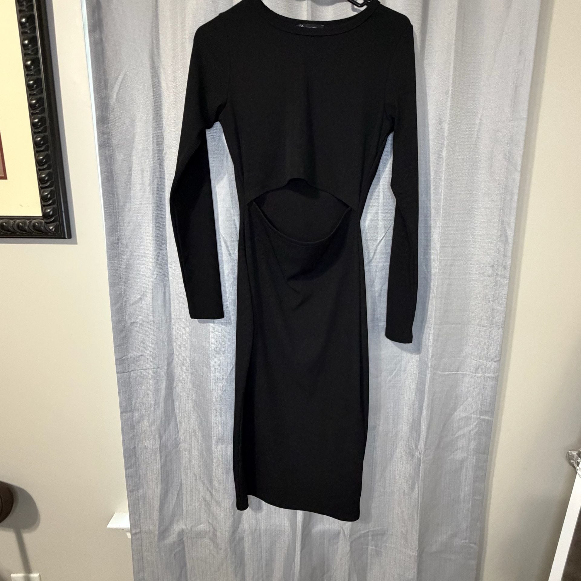 PRETTYGARDEN Cut Out Ribbed Long Sleeve Midi Dress Black 3