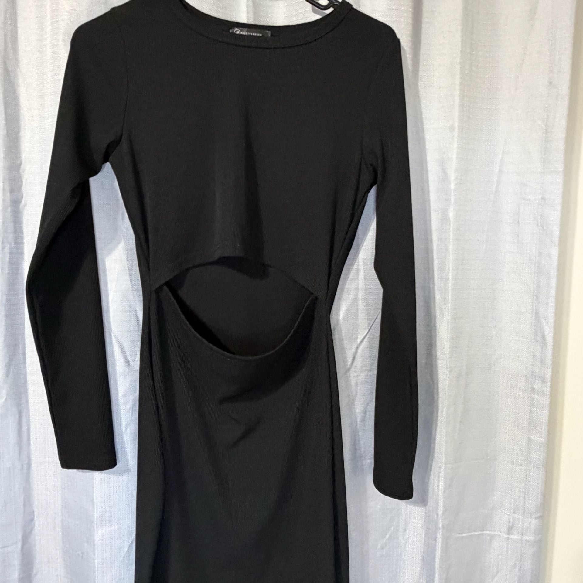 PRETTYGARDEN Cut Out Ribbed Long Sleeve Midi Dress Black 7