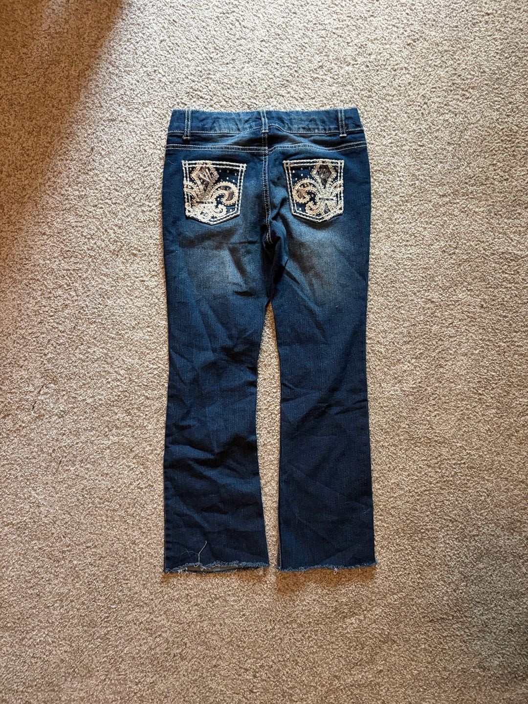 Faded Glory Bootcut Jeans Size 14 Blue Denim Rhinestone Embellished 2