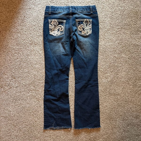 Faded Glory Bootcut Jeans Size 14 Blue Denim Rhinestone Embellished