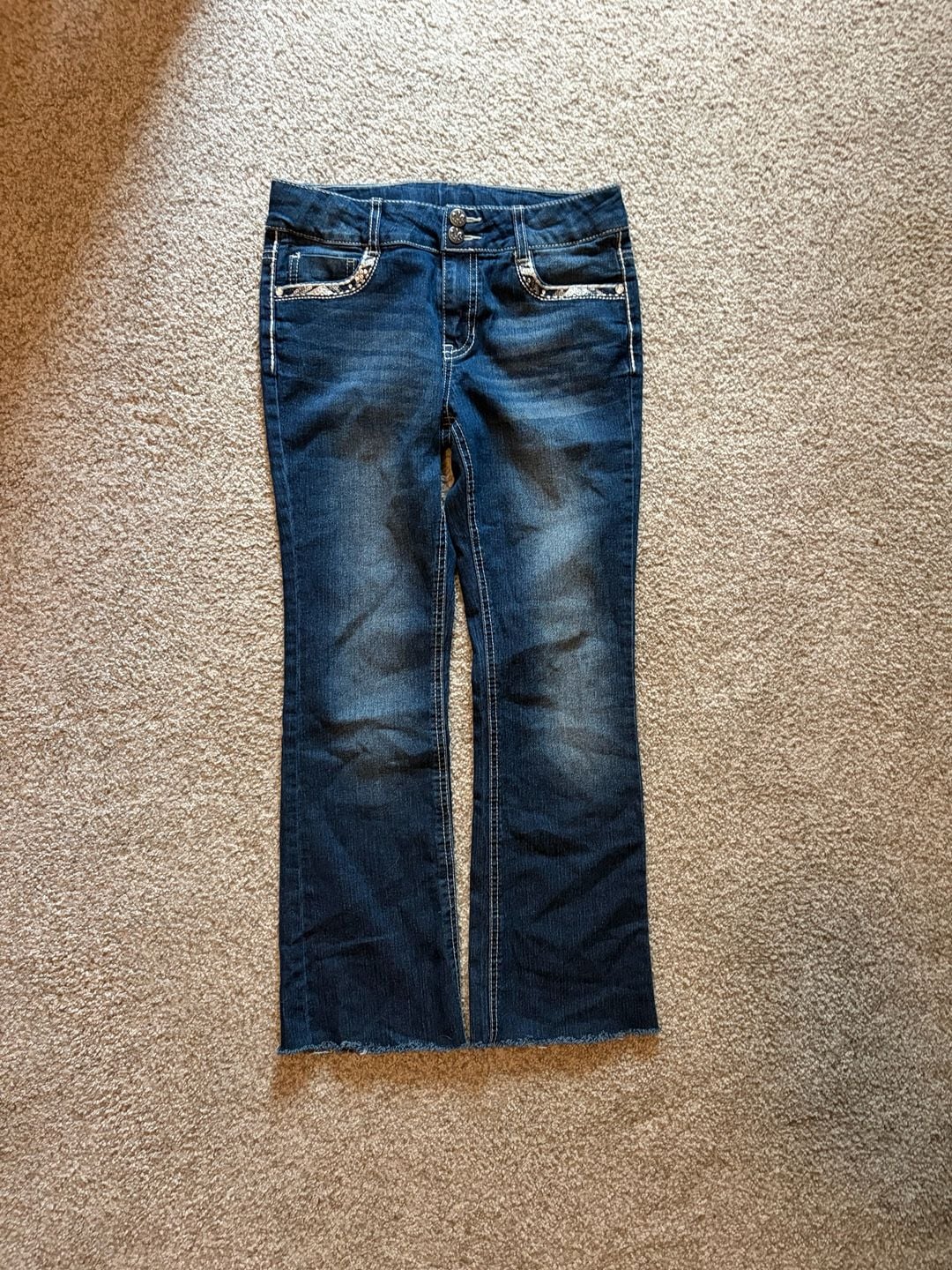 Faded Glory Bootcut Jeans Size 14 Blue Denim Rhinestone Embellished 4