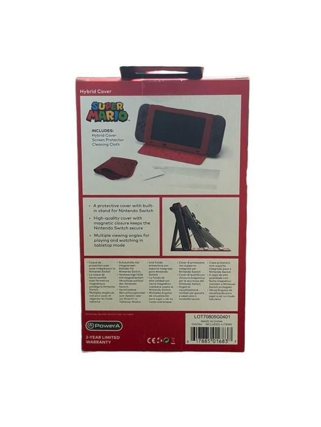 PowerA Super Mario Hybrid Flip Case Cover for Nintendo Switch W/ Screen Protector & Cloth 4