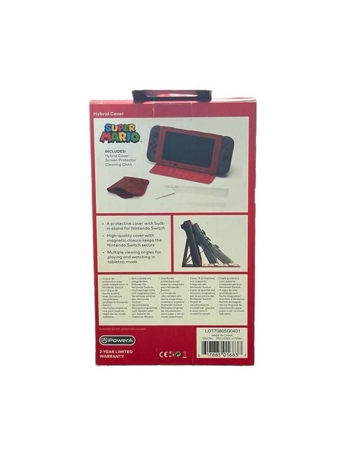 PowerA Super Mario Hybrid Flip Case Cover for Nintendo Switch W/ Screen Protector & Cloth 3