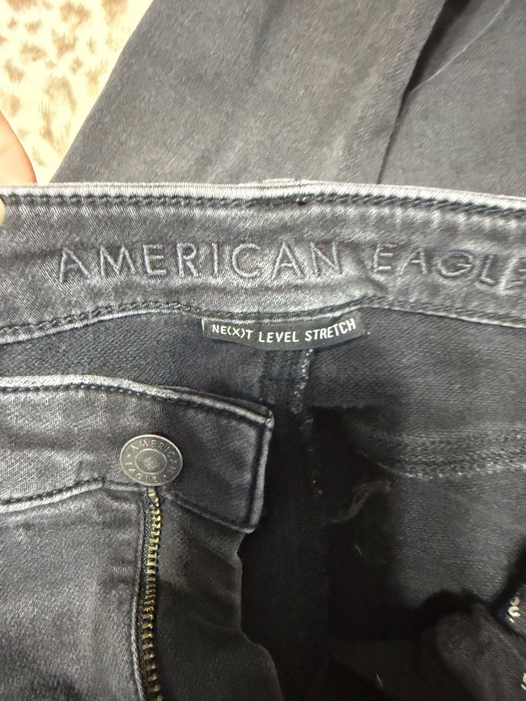 American Eagle Super Stretch Jegging Distressed Black Denim Jeans 15