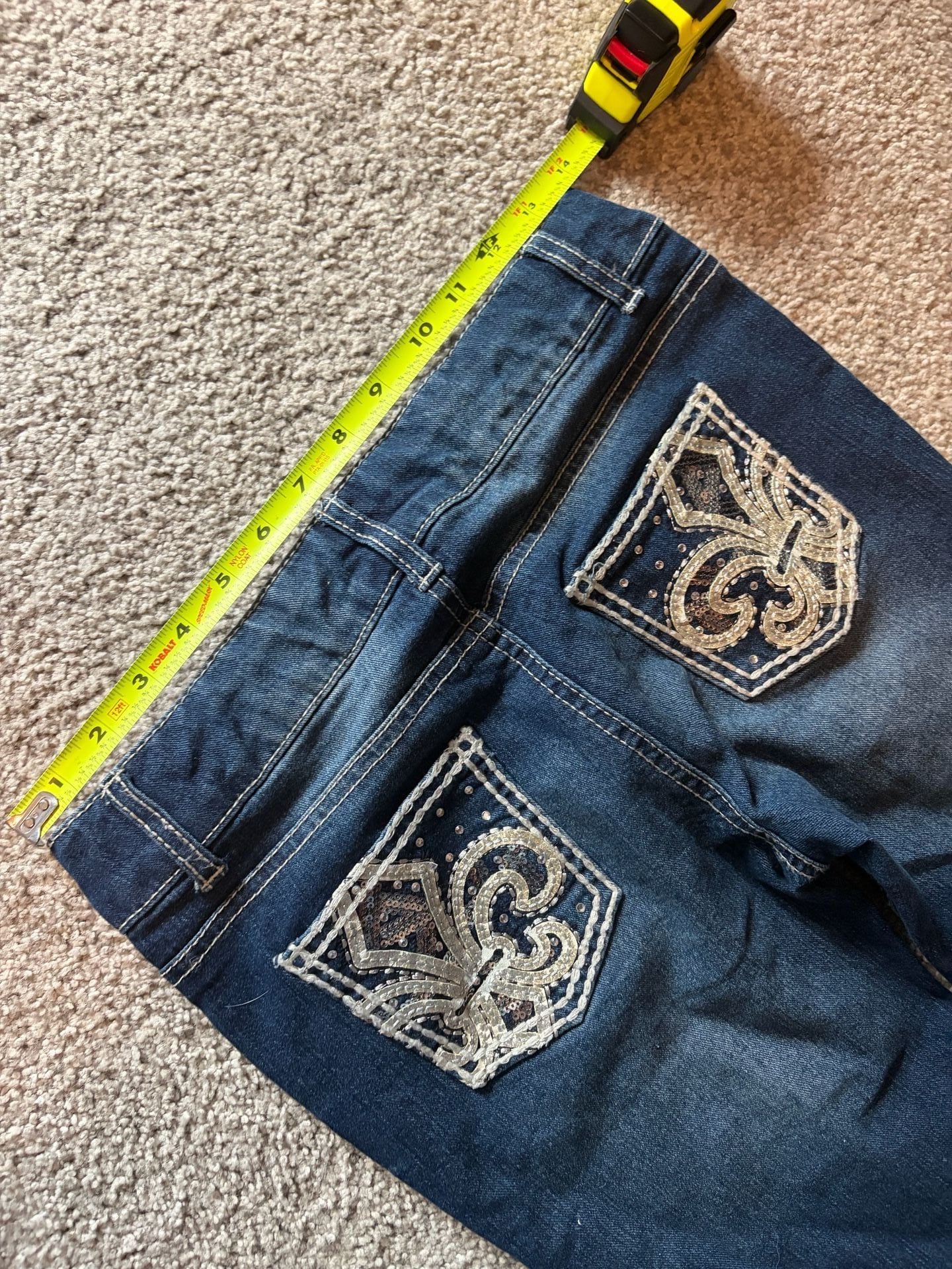 Faded Glory Bootcut Jeans Size 14 Blue Denim Rhinestone Embellished 6