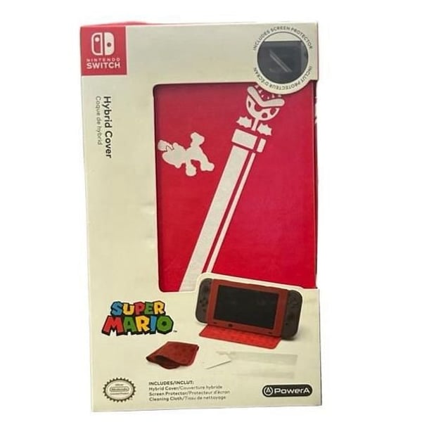 PowerA Super Mario Hybrid Flip Case Cover for Nintendo Switch W/ Screen Protector & Cloth
