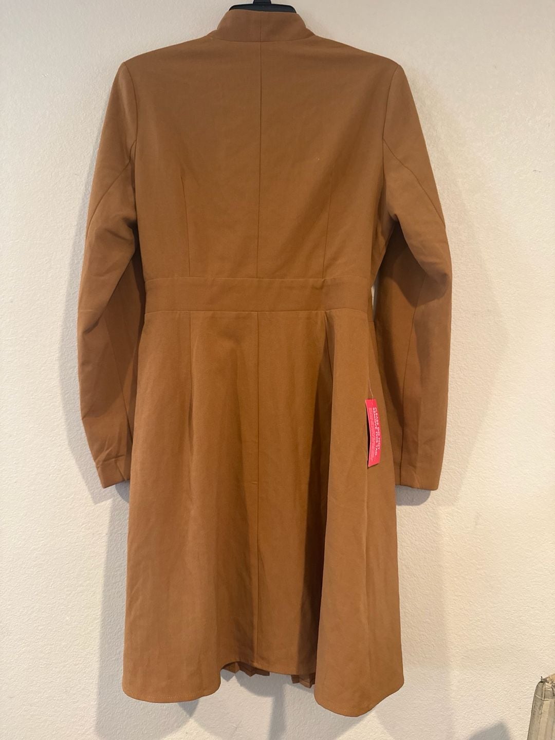 Paisie Tailored Blazer Dress with Pleated Skirt Size 12 Camel 7