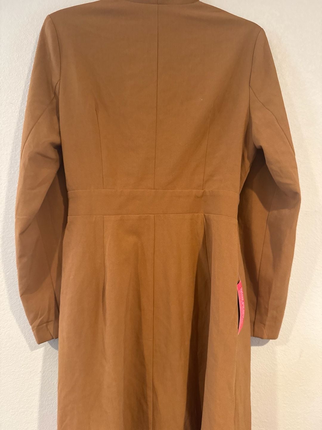 Paisie Tailored Blazer Dress with Pleated Skirt Size 12 Camel 10