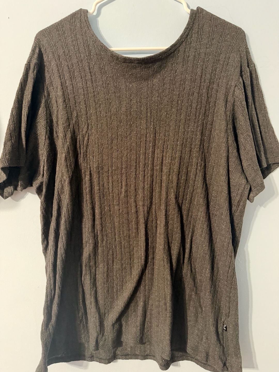 Rustic Dime Ribbed T-Shirt Size L Brown Short Sleeve Scoop Neck 2