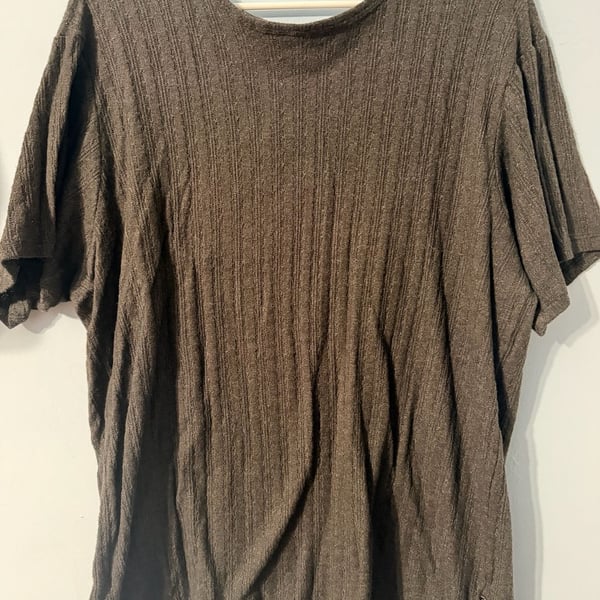 Rustic Dime Ribbed T-Shirt Size L Brown Short Sleeve Scoop Neck
