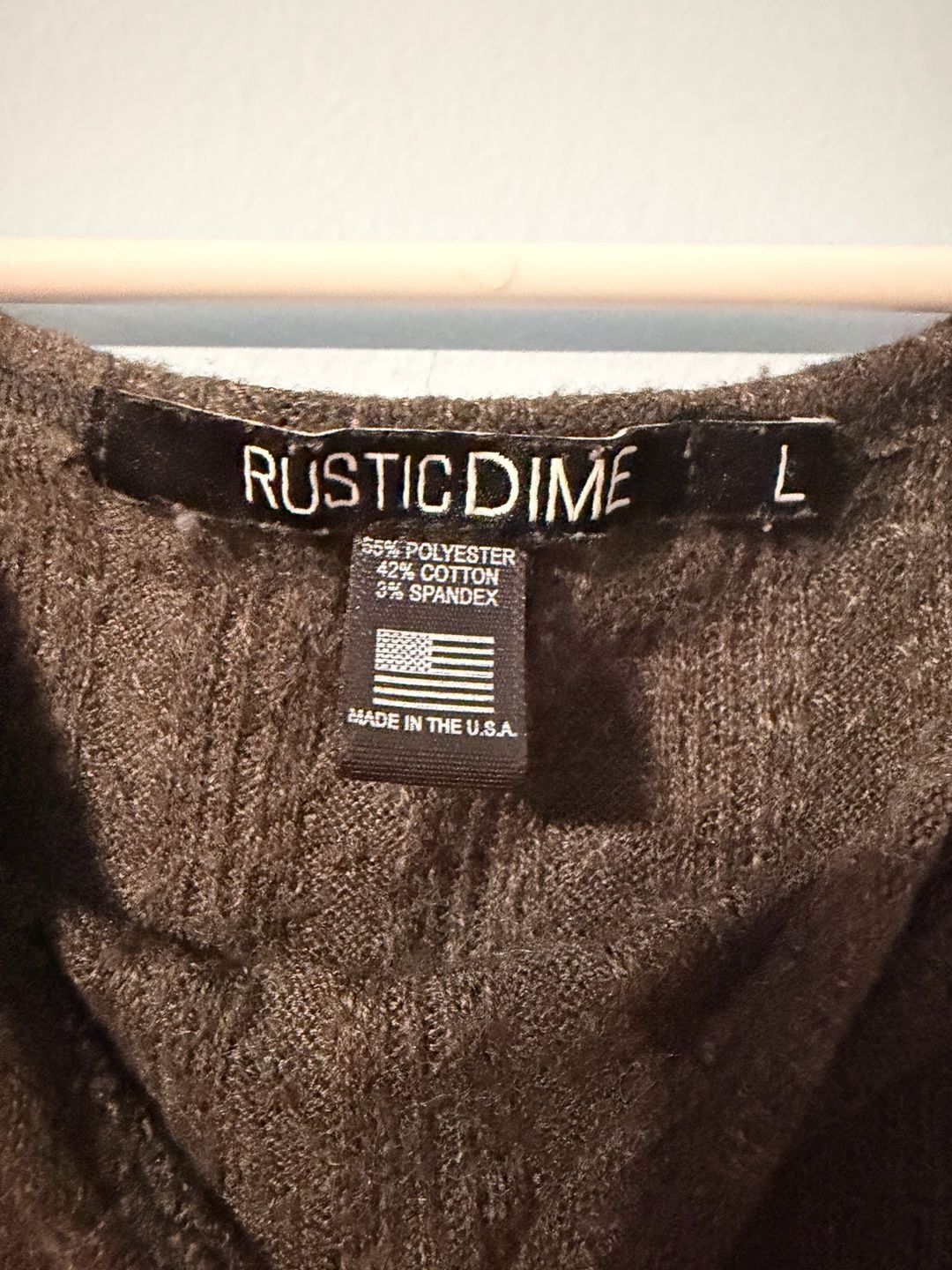 Rustic Dime Ribbed T-Shirt Size L Brown Short Sleeve Scoop Neck 3