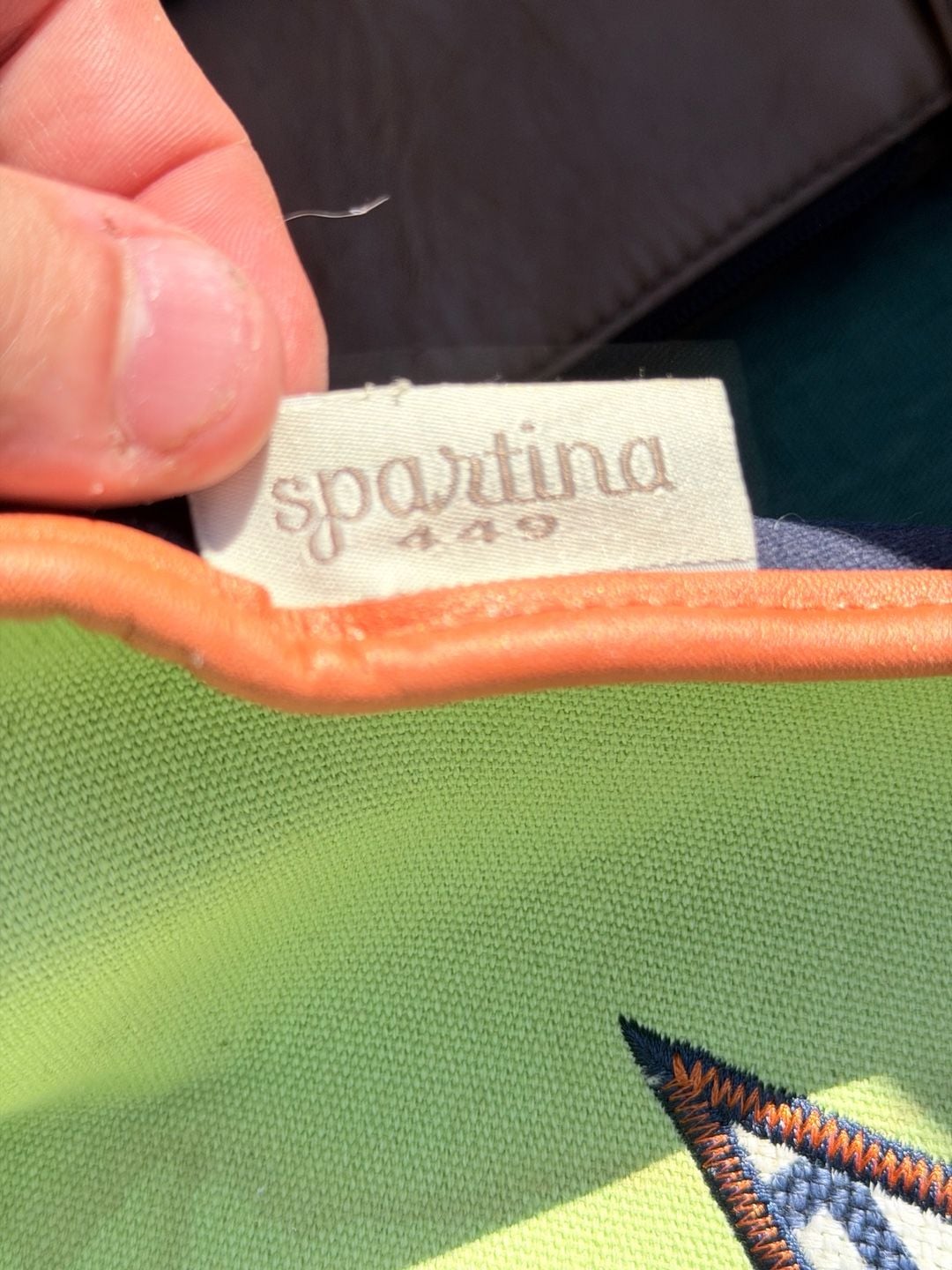 Spartina 449 Anchor Beach Bag Tote Green Orange 3