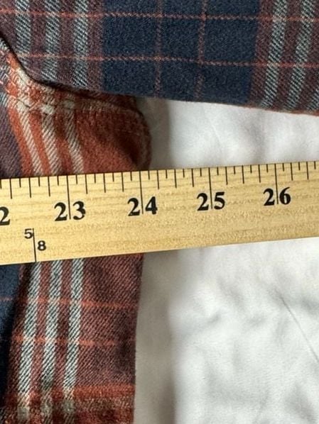 Ridgecut Toughwear Plaid Flannel Button Up Shirt Size LT Orange Blue 9