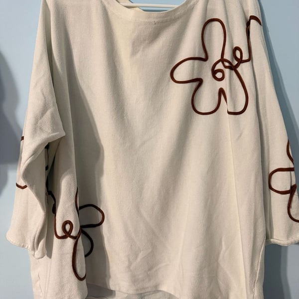 Madison Crewneck Sweater Size 3X White Brown Floral