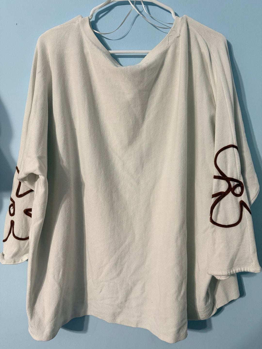 Madison Crewneck Sweater Size 3X White Brown Floral 4