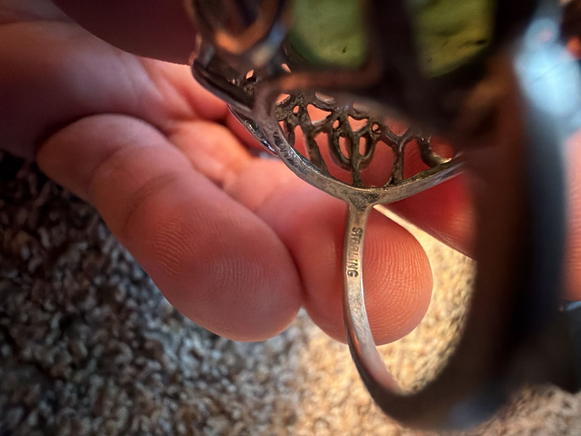 Sterling Silver Green Jade Cabochon Cocktail Ring 3