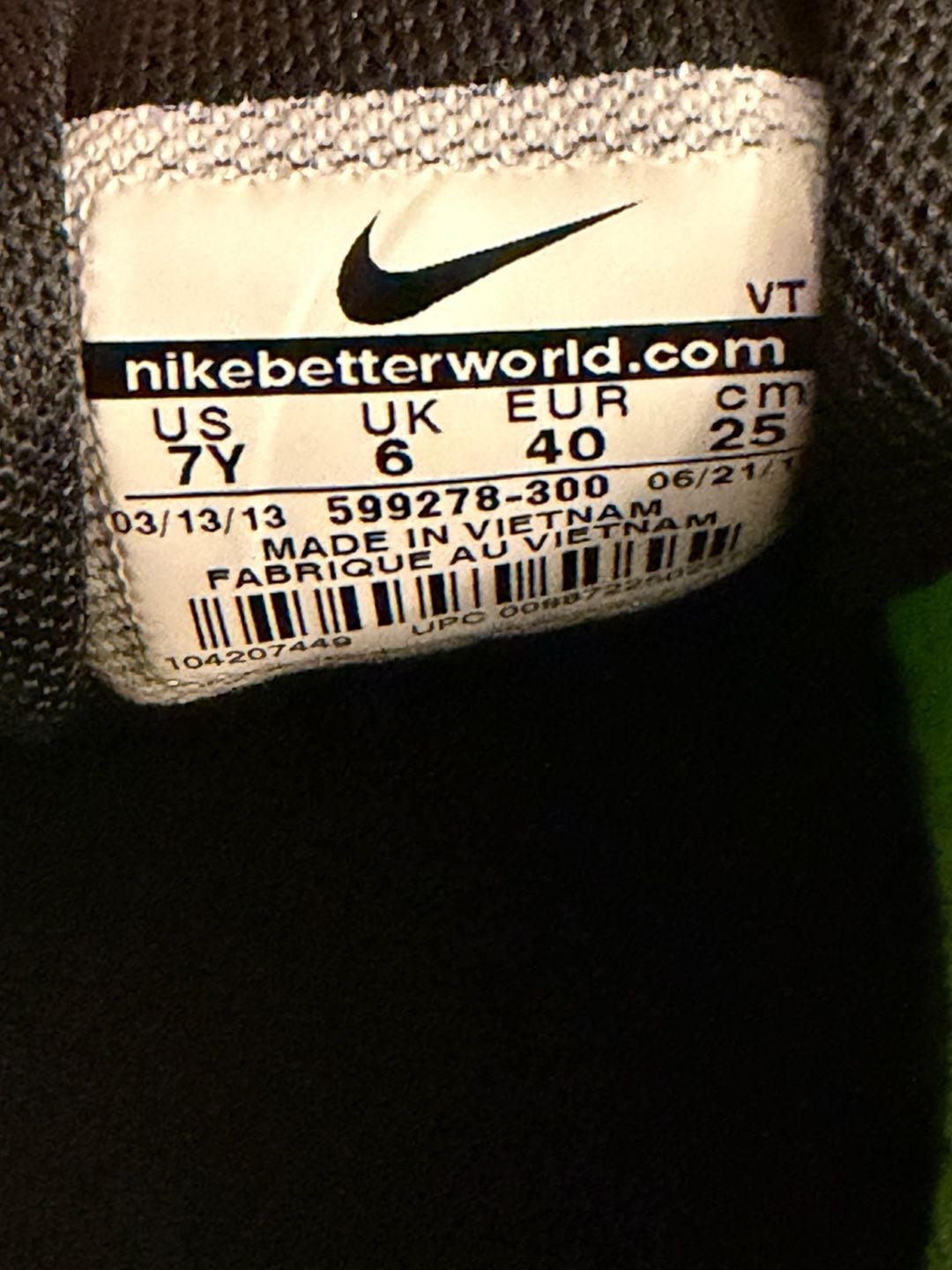 Nike Lunar Sprint Size 7Y Volt Black Youth Running Shoes 5