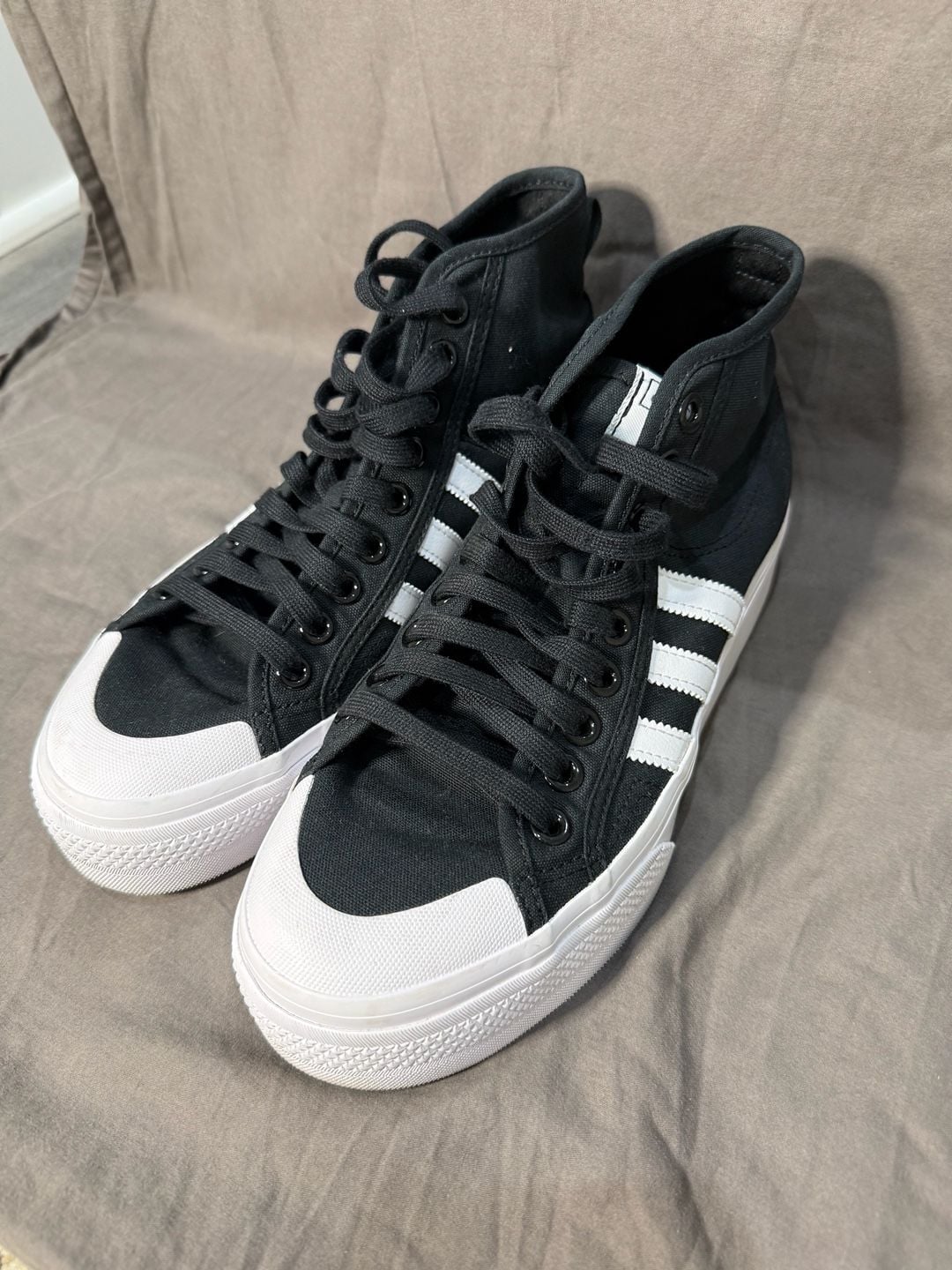 Adidas Nizza Platform Mid Sneakers Black White Womens 3