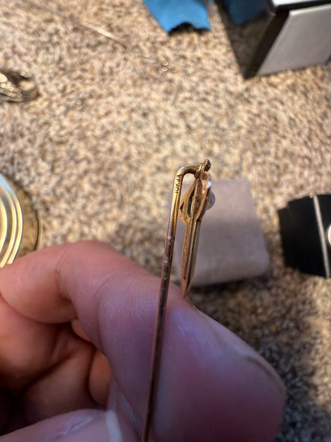Art Nouveau 10K Yellow Gold Pearl Stick Pin 6