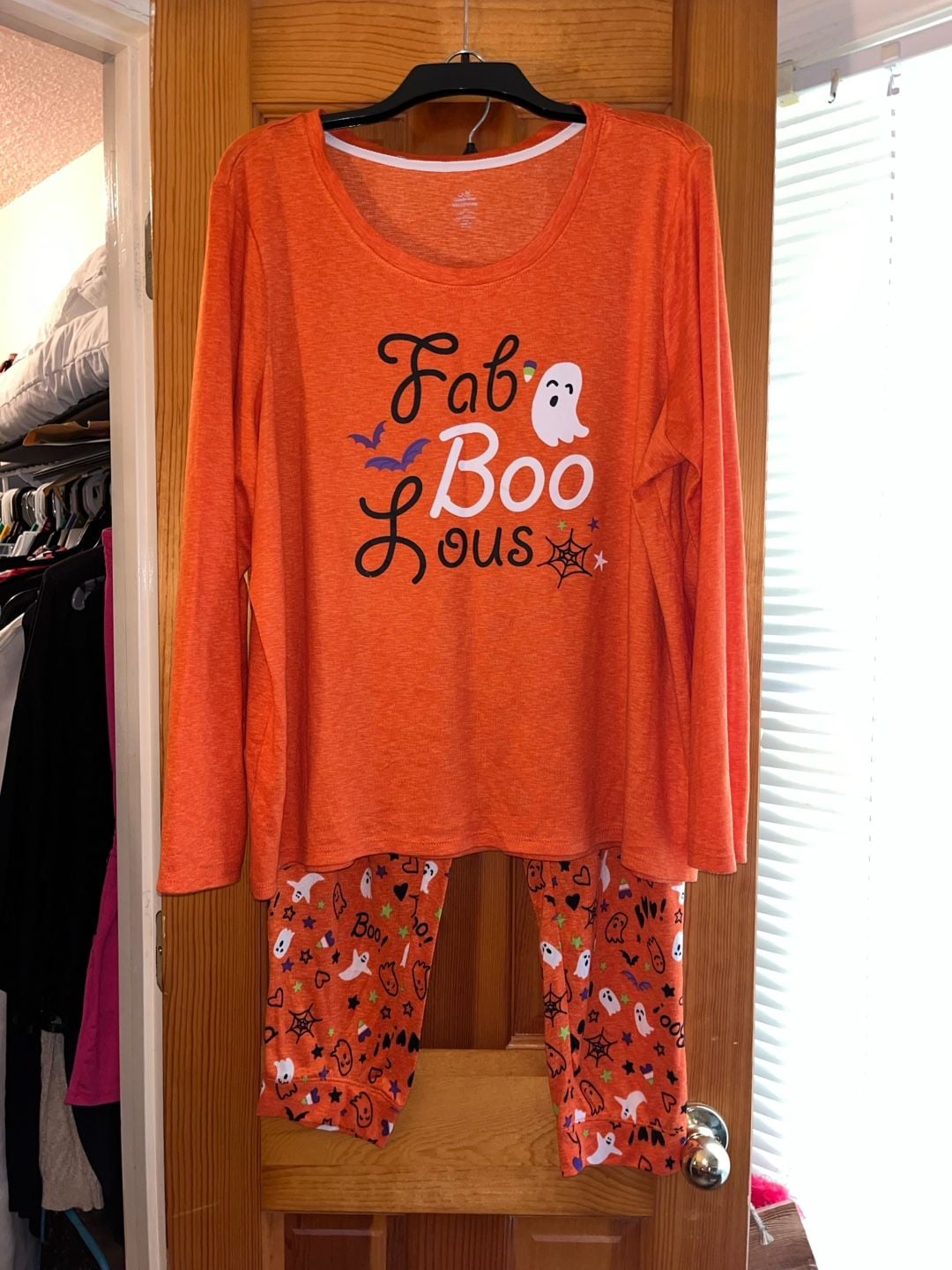 Way to Celebrate Halloween Pajamas Set 2X 18W-20W Orange Fab Boo Lous Ghost 1