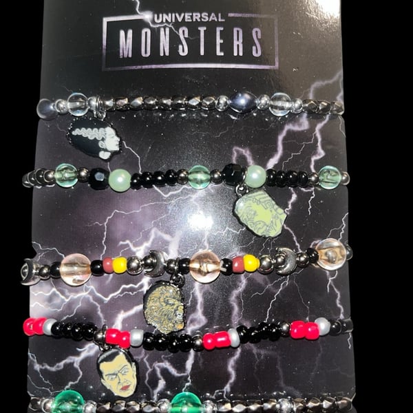 Universal Monsters Charm Bracelets Set of 5 Horror Halloween stretch 