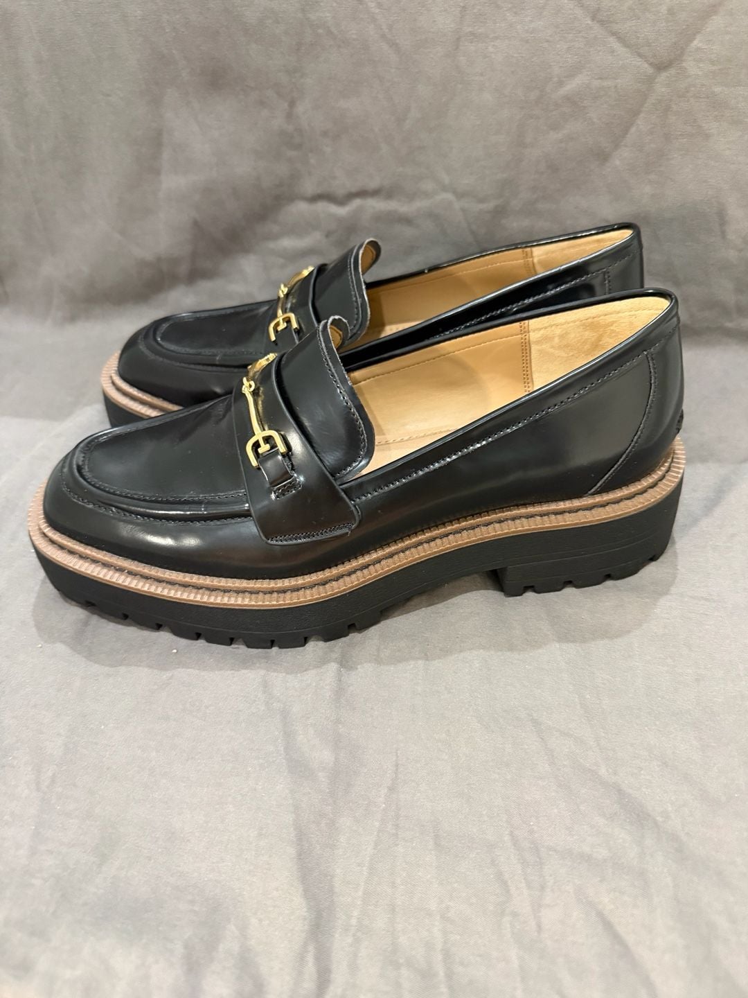 Sam Edelman Laurs Lug Sole Loafers Black Leather 3