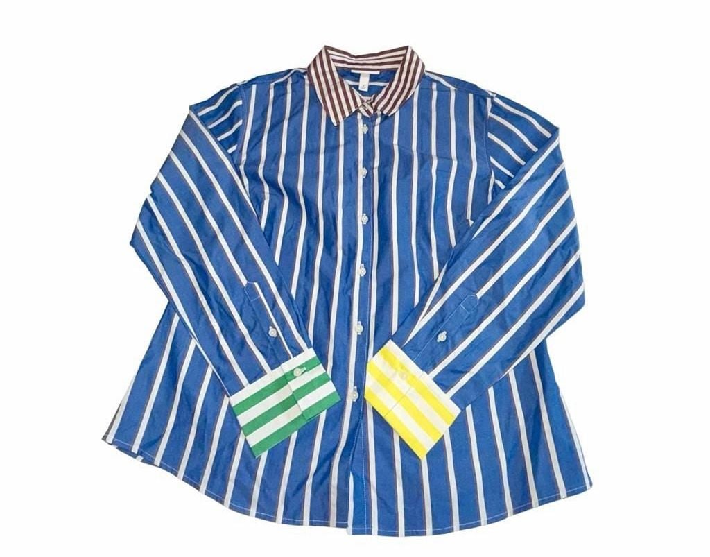 Rosie Assoulin x Target Eclectic Grandpa Striped Poplin Button Down Shirt Size M 2