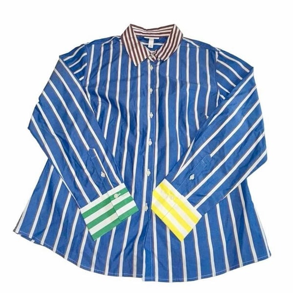 Rosie Assoulin x Target Eclectic Grandpa Striped Poplin Button Down Shirt Size M