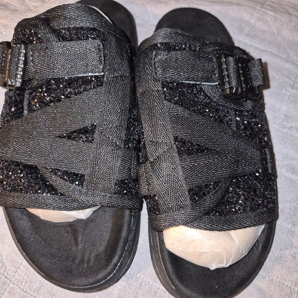 Draco Slides Special Edition Black Sparkle Sandals Size 9 a 10