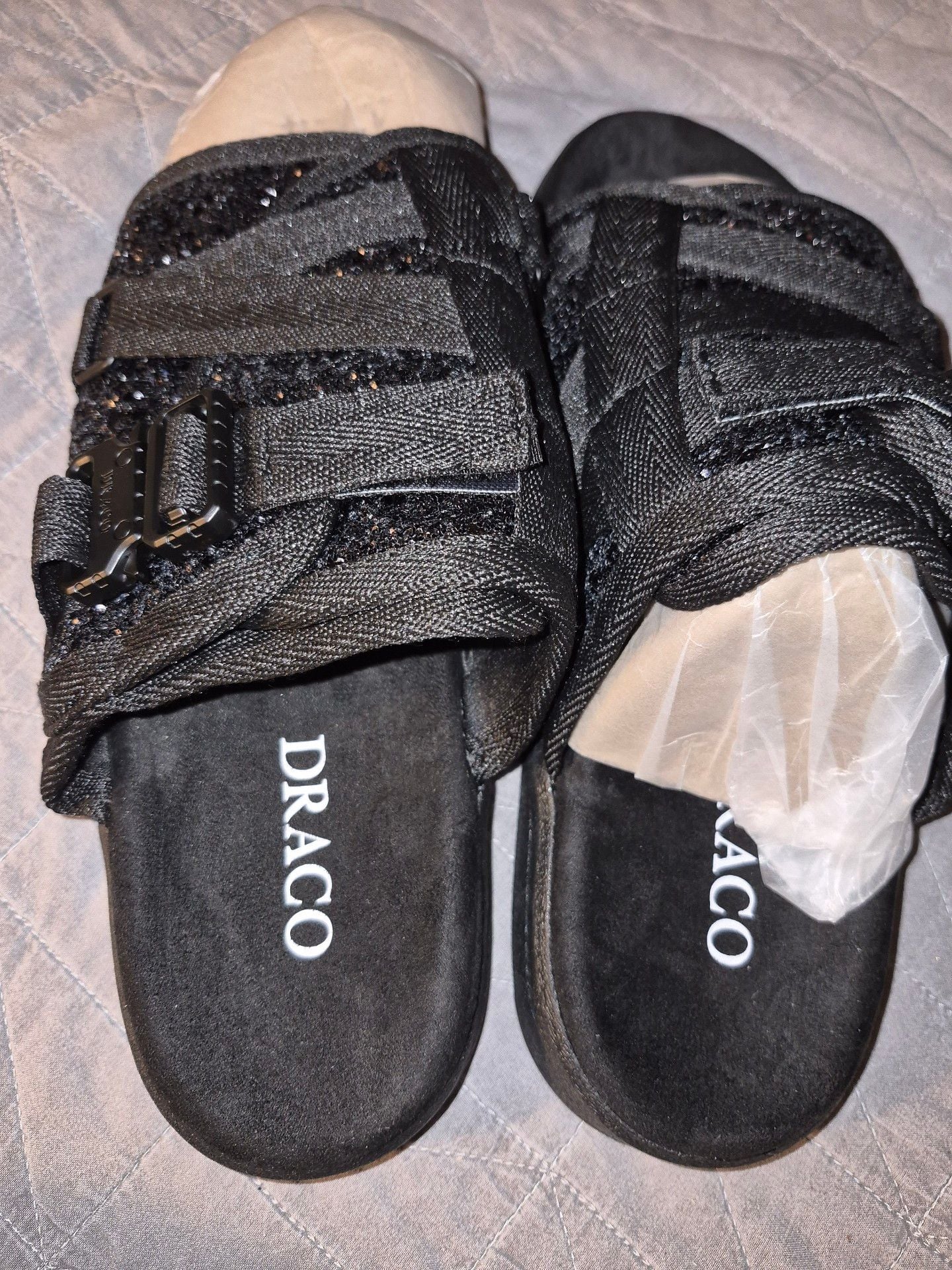 Draco Slides Special Edition Black Sparkle Sandals Size 9 a 10 3