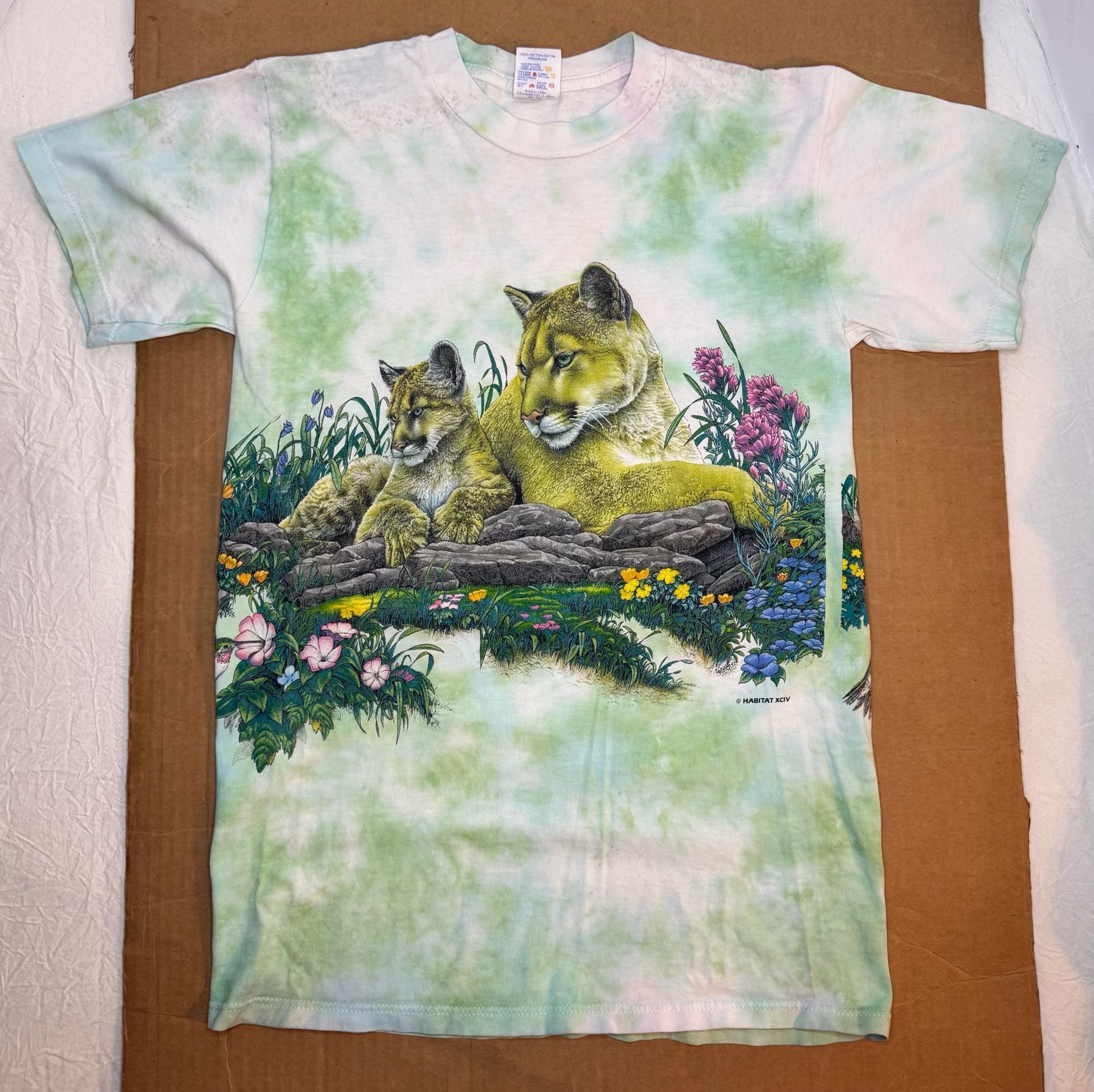 Jerzees Habitat Mountain Lion Cubs Tie Dye T-Shirt Size S 2