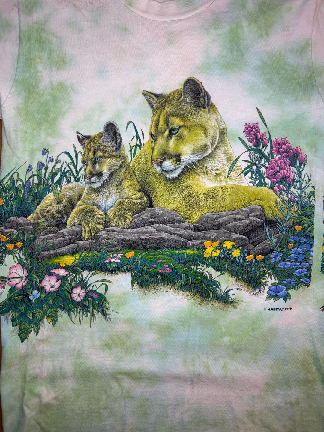 Jerzees Habitat Mountain Lion Cubs Tie Dye T-Shirt Size S 3