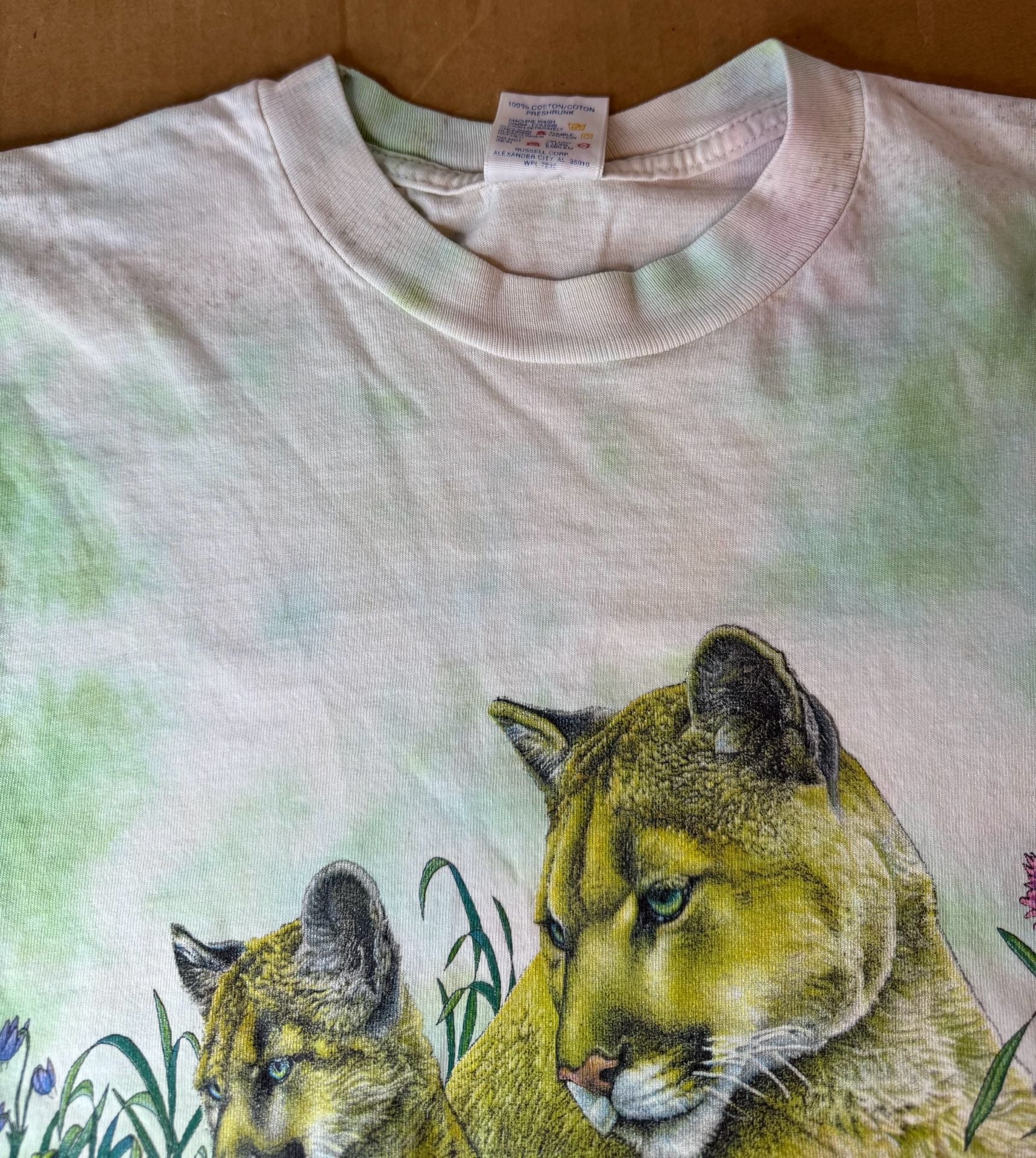 Jerzees Habitat Mountain Lion Cubs Tie Dye T-Shirt Size S 8