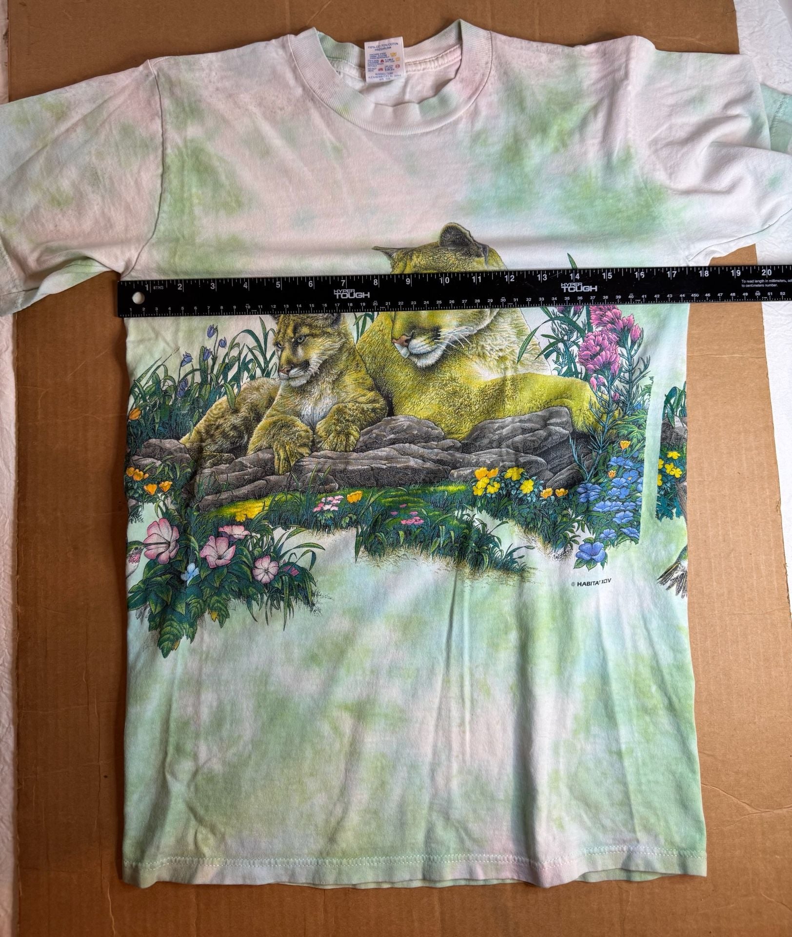 Jerzees Habitat Mountain Lion Cubs Tie Dye T-Shirt Size S 10