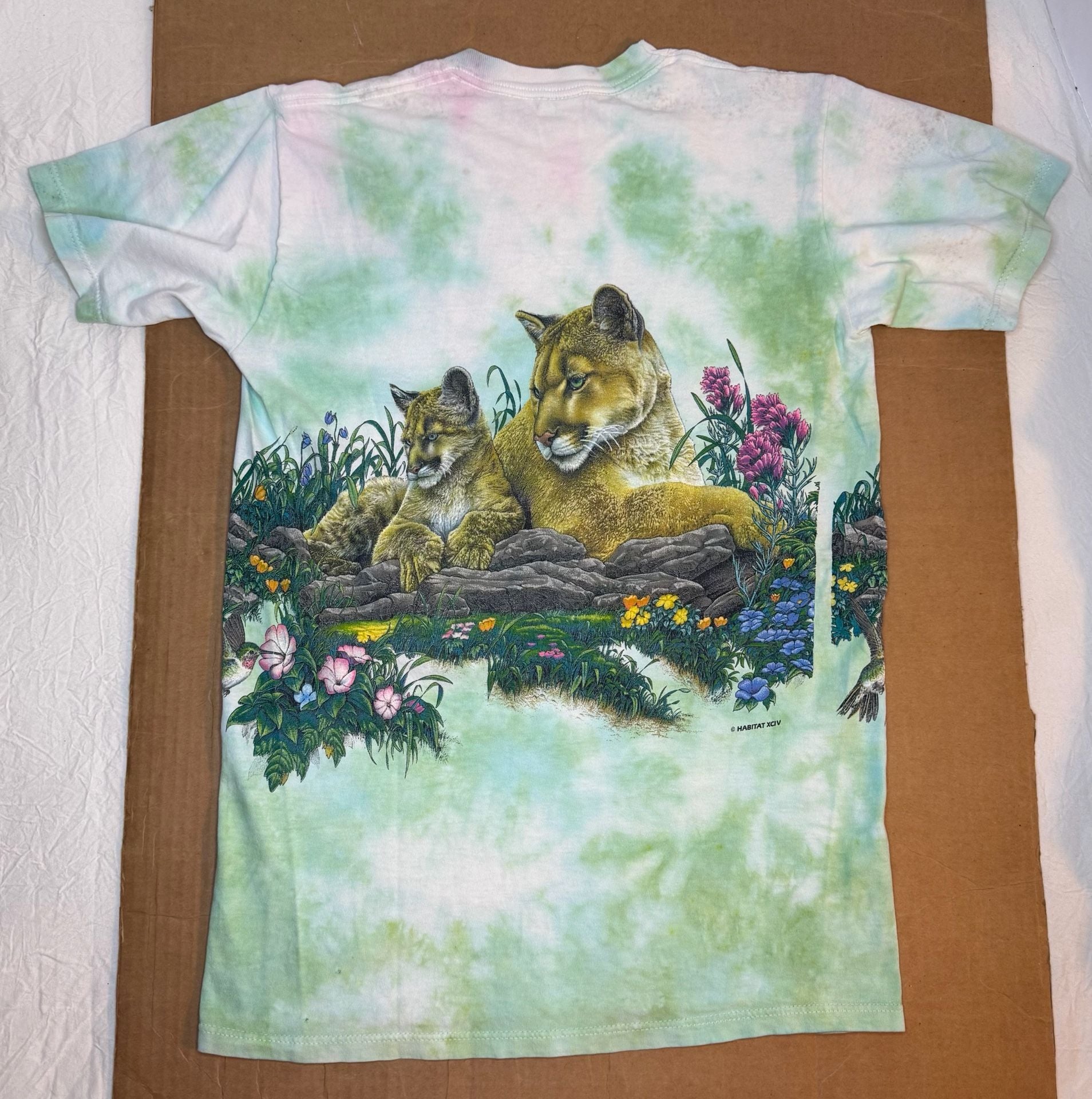 Jerzees Habitat Mountain Lion Cubs Tie Dye T-Shirt Size S 11