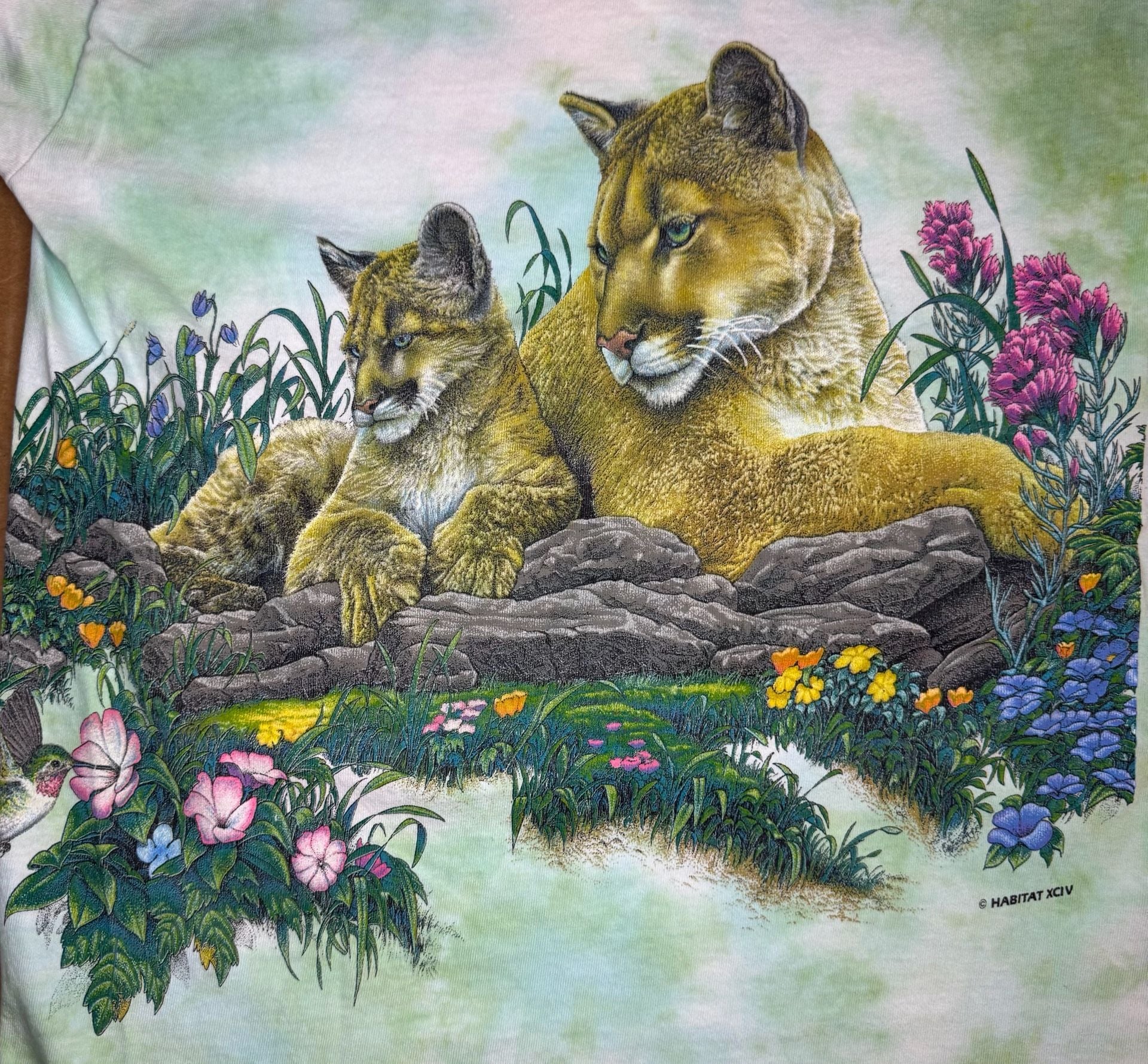 Jerzees Habitat Mountain Lion Cubs Tie Dye T-Shirt Size S 12