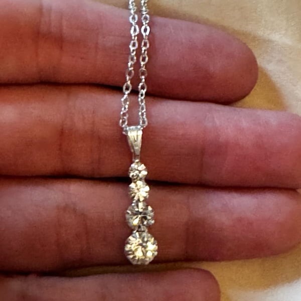 Monet Timeless Collection Graduated Stone Drop Necklace One Size Silver Tone
