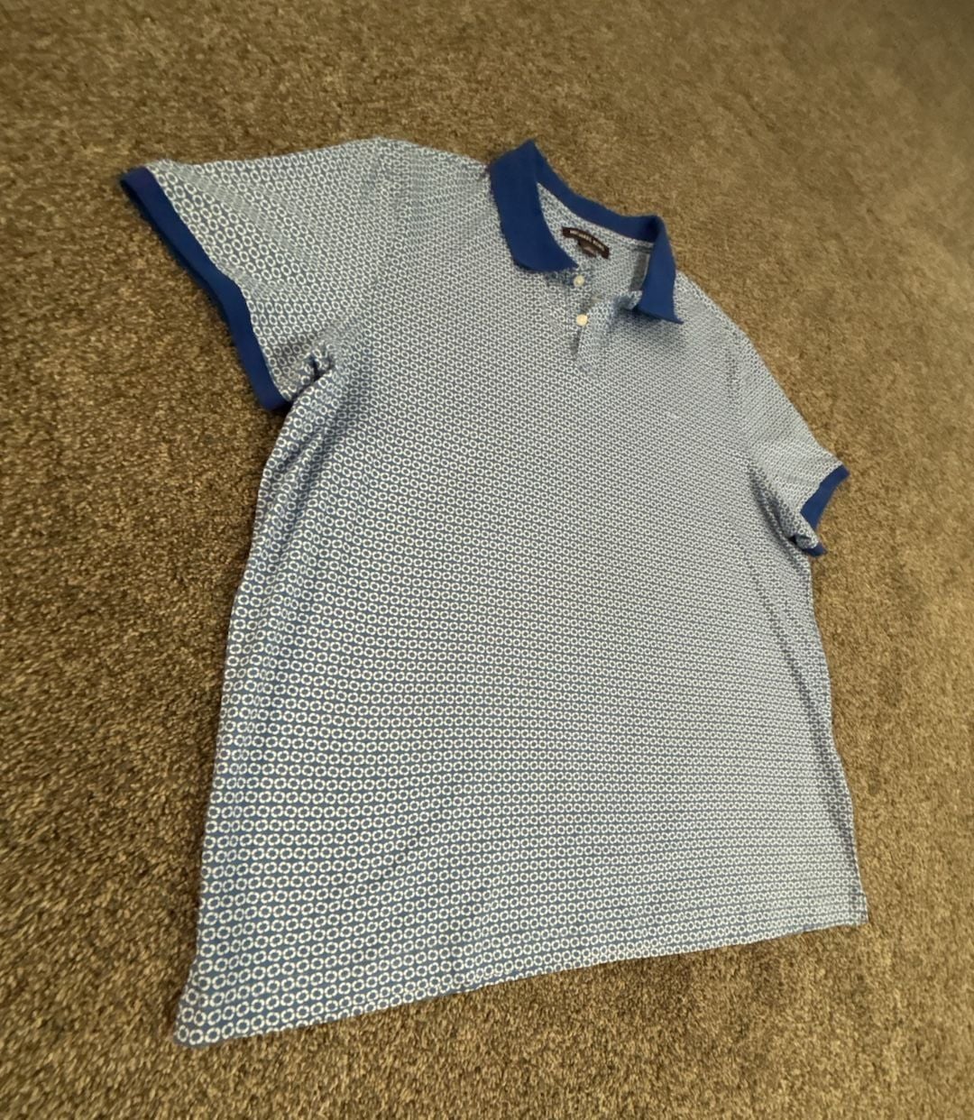 Michael Kors Geometric Polo Size XL Blue White Short Sleeve Shirt 5