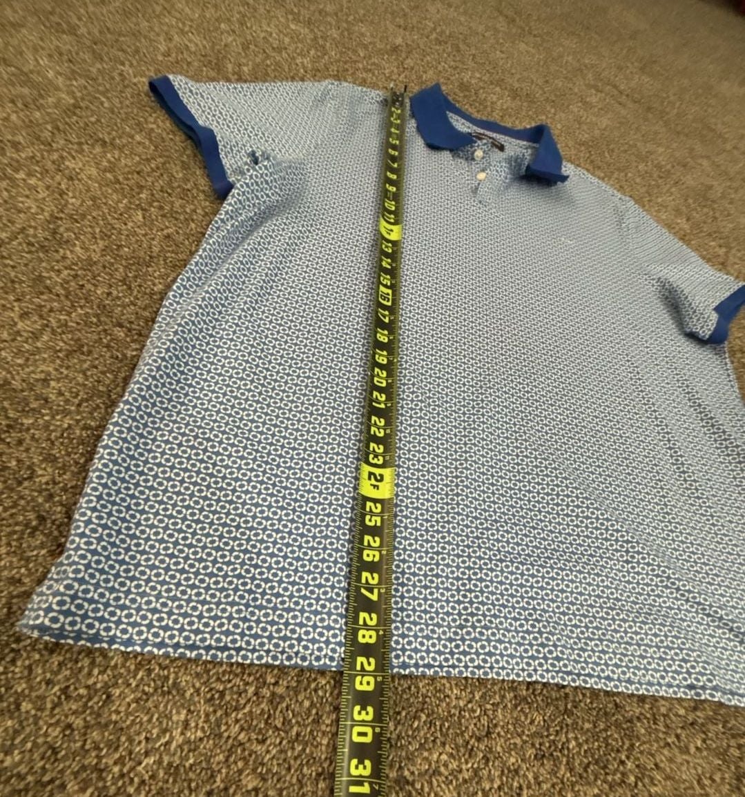 Michael Kors Geometric Polo Size XL Blue White Short Sleeve Shirt 6