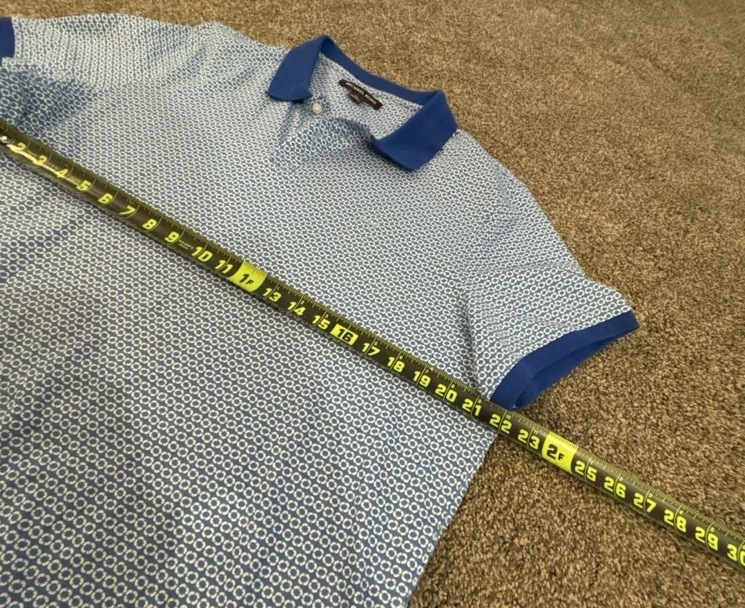 Michael Kors Geometric Polo Size XL Blue White Short Sleeve Shirt 8
