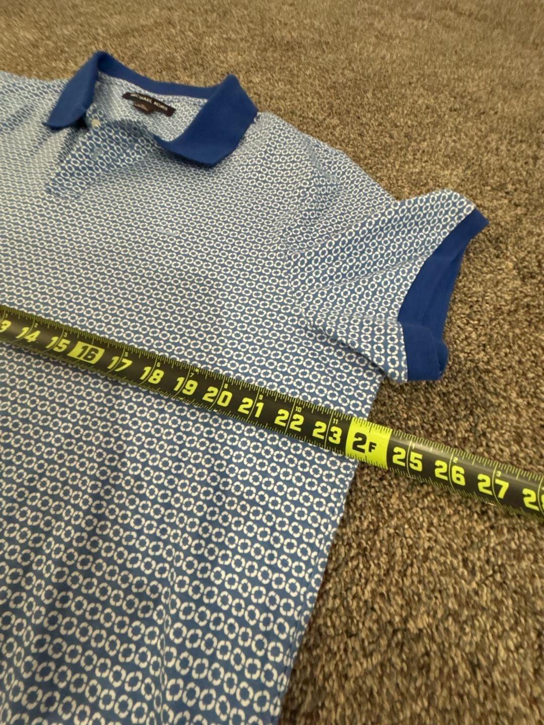 Michael Kors Geometric Polo Size XL Blue White Short Sleeve Shirt 7