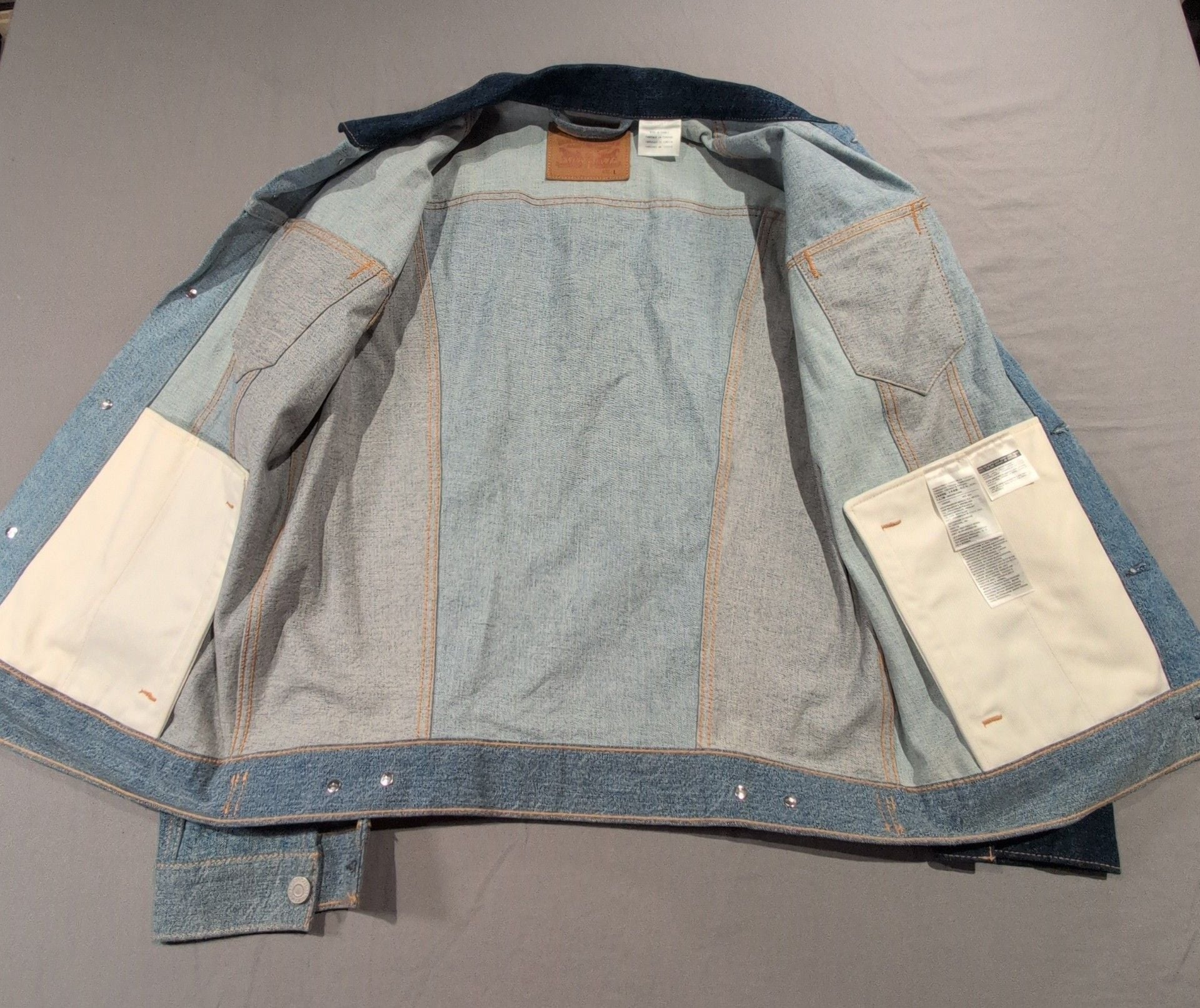 Levi's Unique Pieced Trucker Jacket Blue Jean Denim Retro Vintage Vibe 9