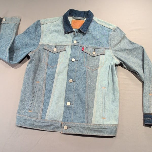 Levi's Unique Pieced Trucker Jacket Blue Jean Denim Retro Vintage Vibe