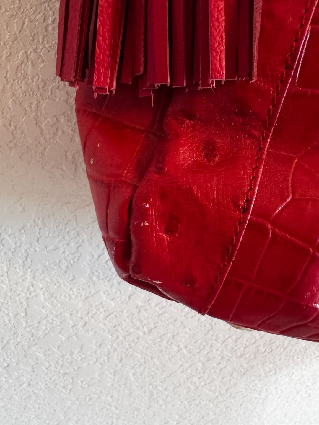 ISABELLA ADAMS RED GENUINE LEATHER HANDBAG/PURSE 13" X 9.5" 6